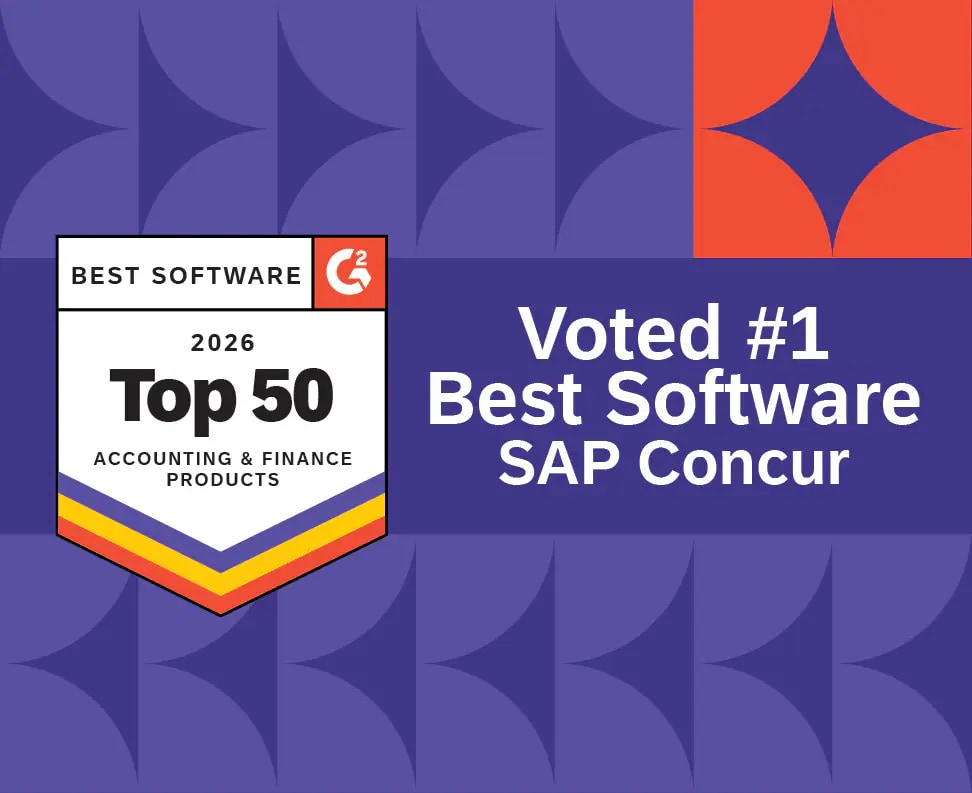 G2 Badge for 2026 Top 50 Accounting & Finance Products - Voted Number 1 Best Software for SAP Concur award