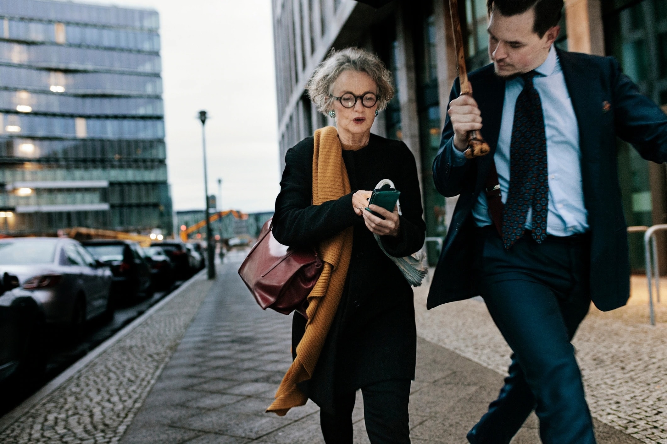 woman in scarf walking
