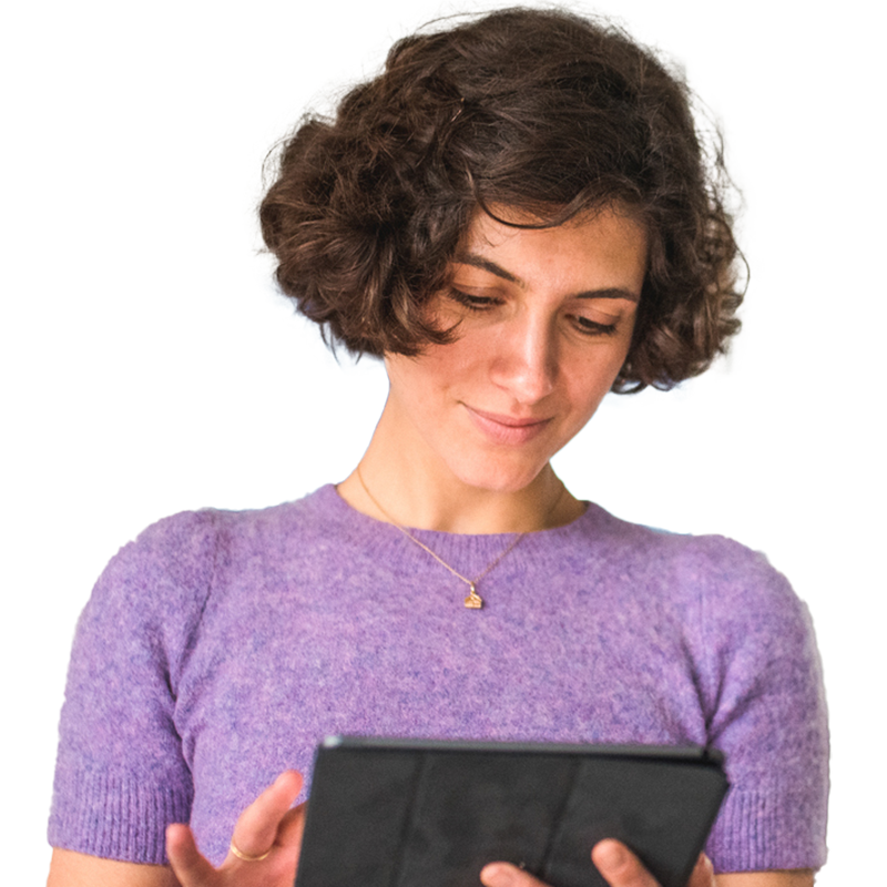 business professional using tablet