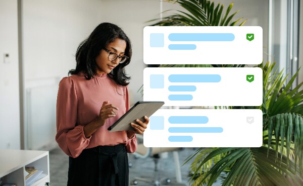 woman using program on ipad