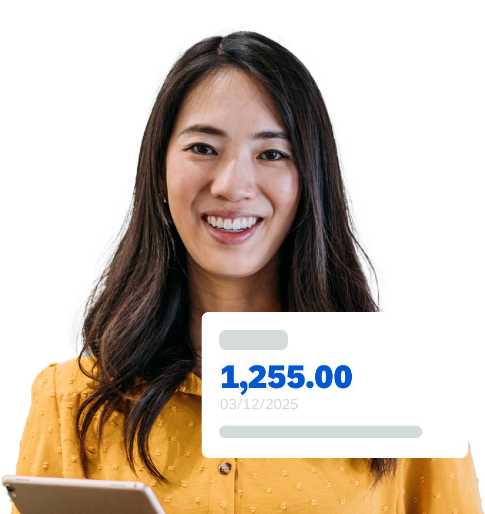 Woman who is happy about her spreadsheet useage