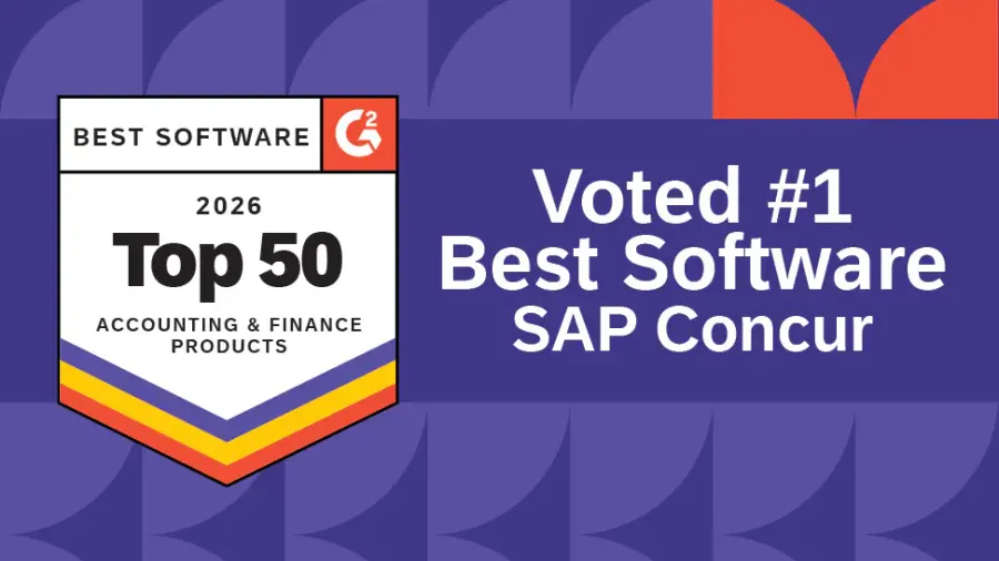 G2 Badge for 2026 Top 50 Accounting & Finance Products - Voted Number 1 Best Software for SAP Concur award