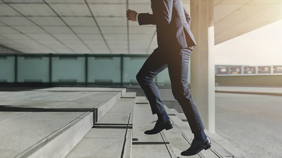 person climbing stairs