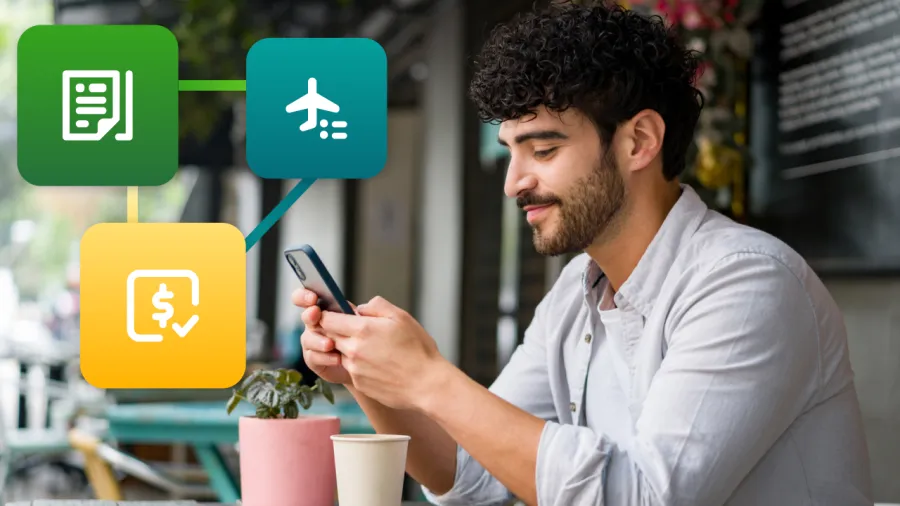 Man using Expense, Travel, and Invoice
