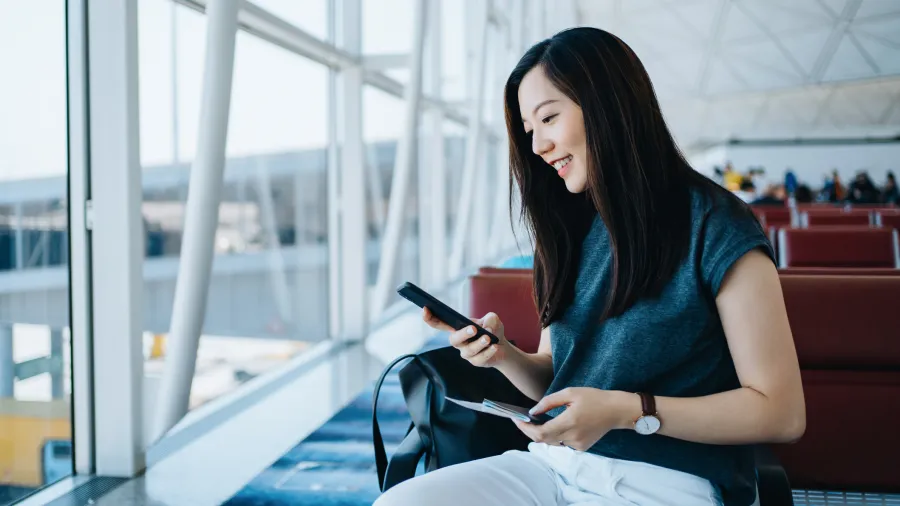 business traveler at the airport