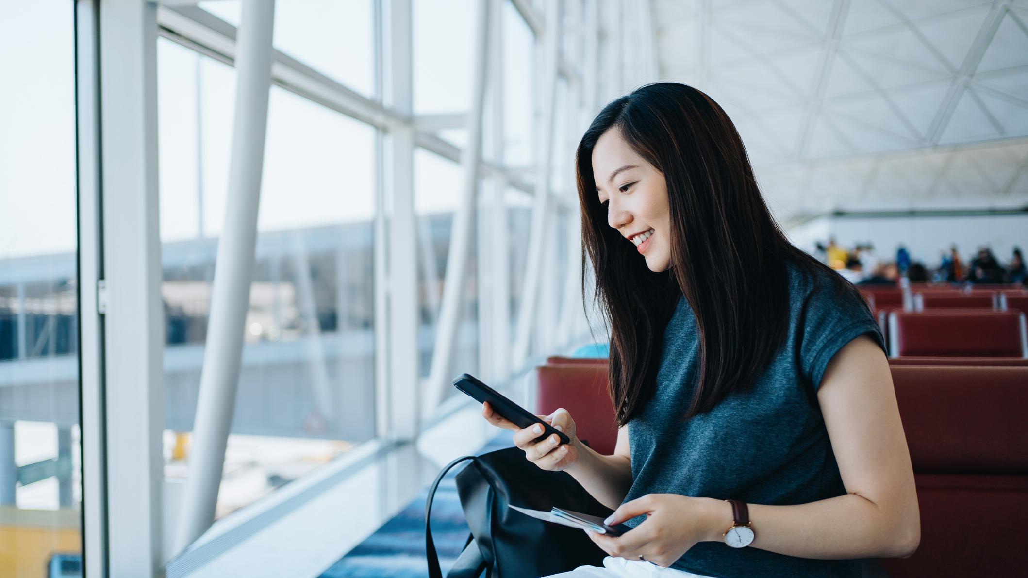 business traveler at the airport