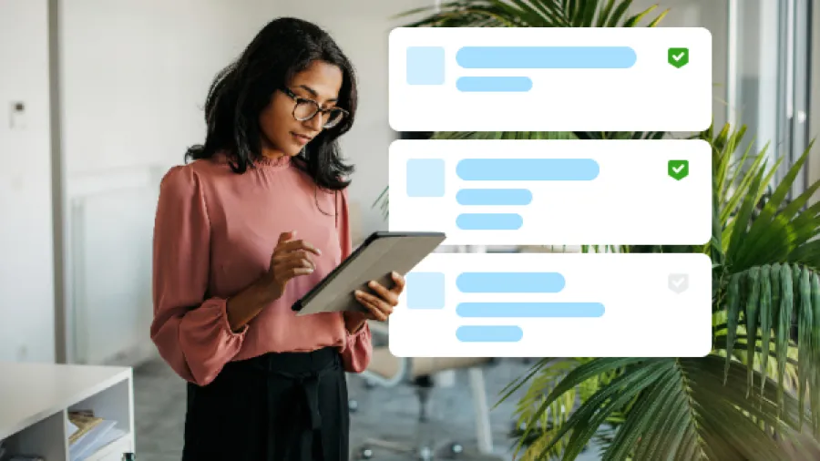 woman using program on ipad