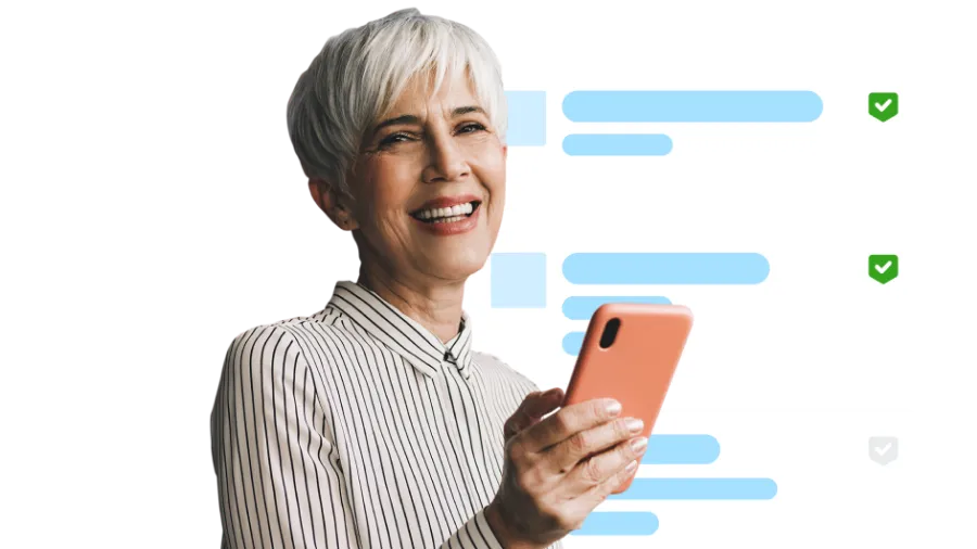 Woman looking at the apps on her phone