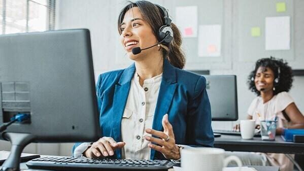 support representative assisting customer