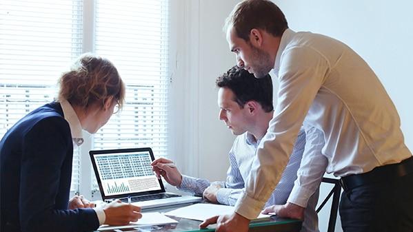 Team working on computer