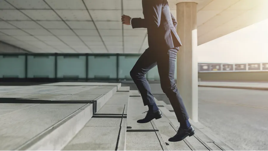 person climbing stairs