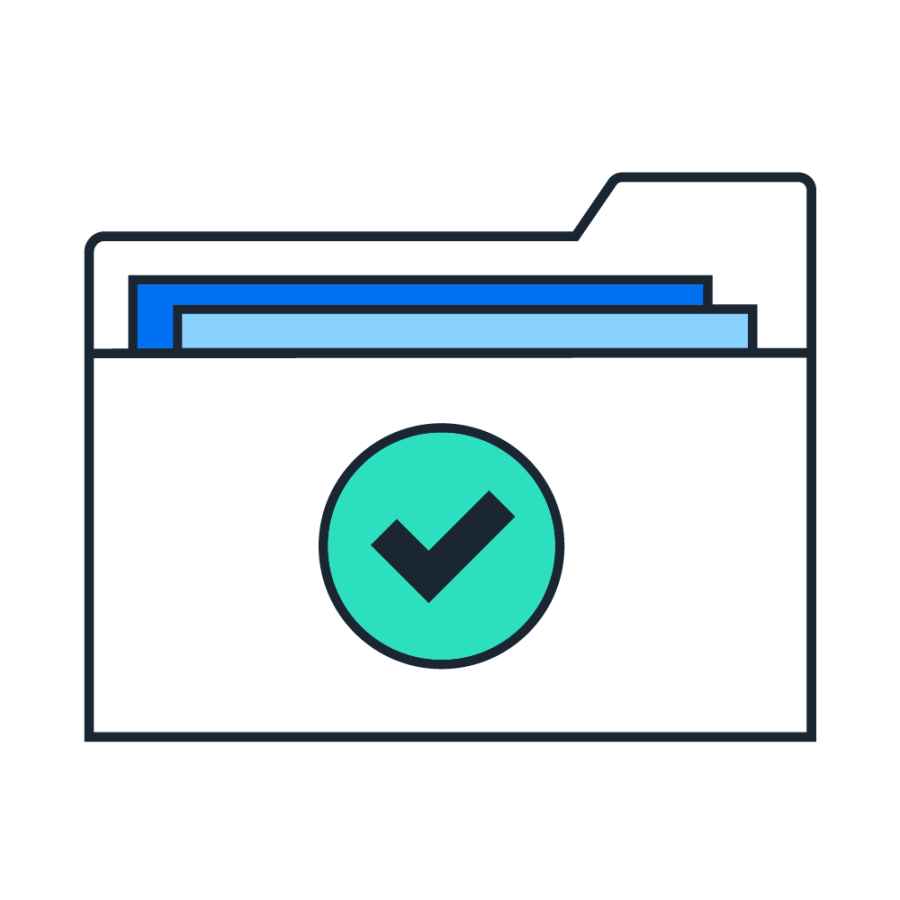 files with checkmarks