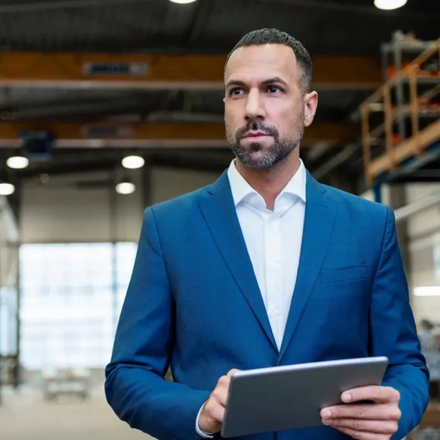 man with tablet