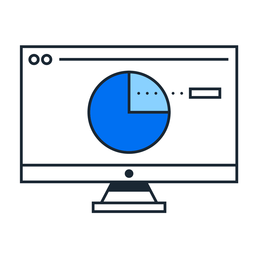 computer with pie chart