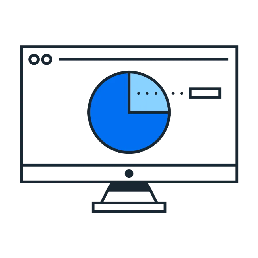 computer with pie chart