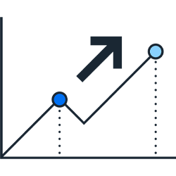 Increasing chart pictogram