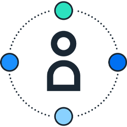 Person with multiple circles pictogram
