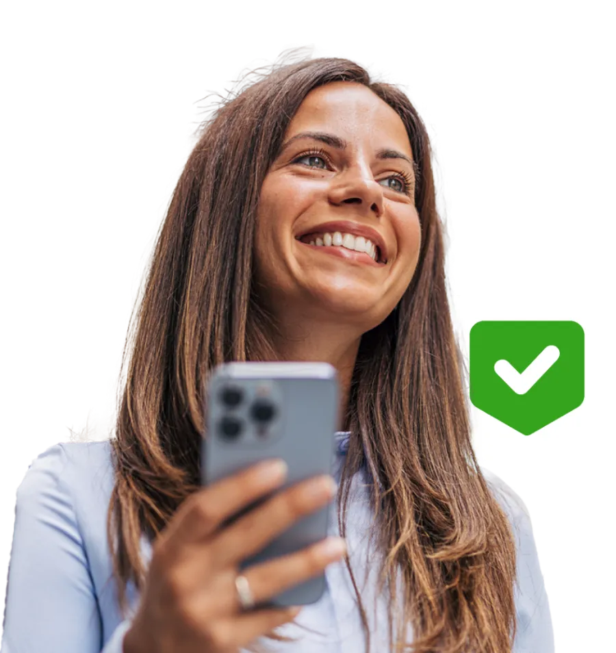 A woman happy that the message has been received