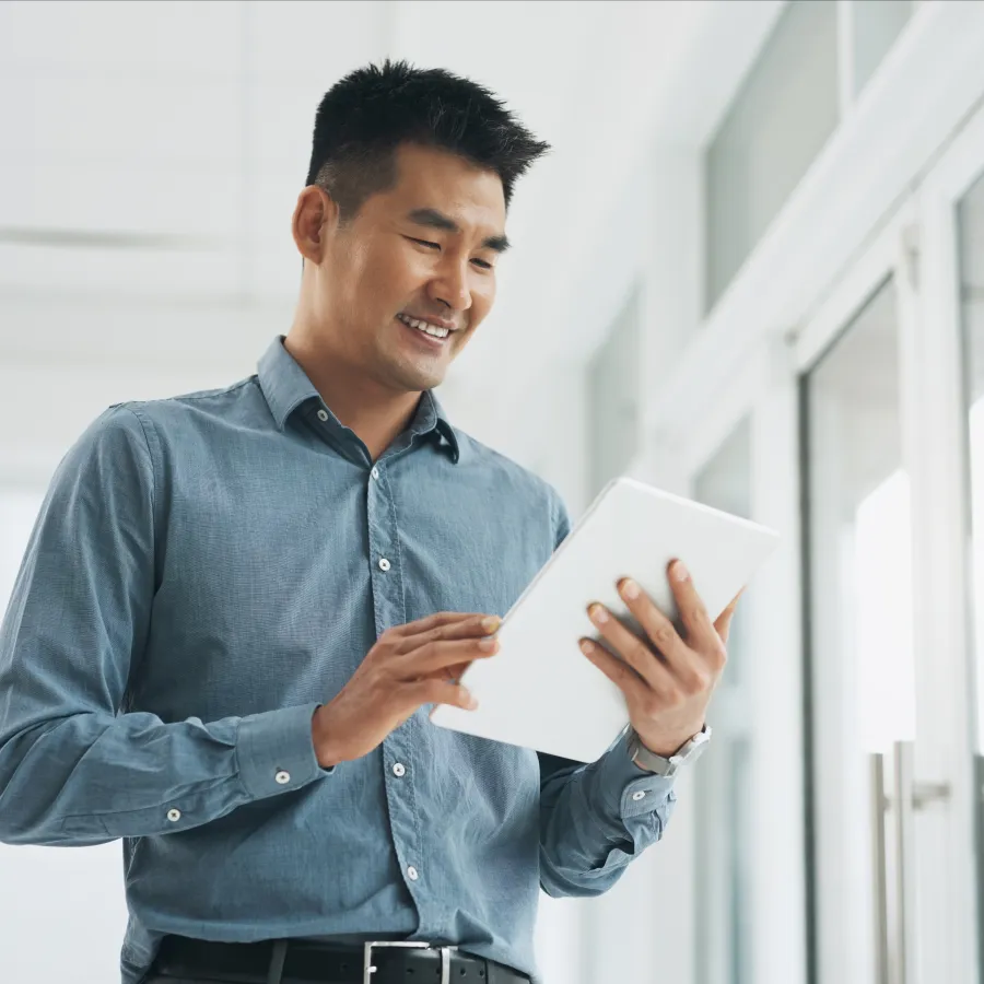 man using a tablet