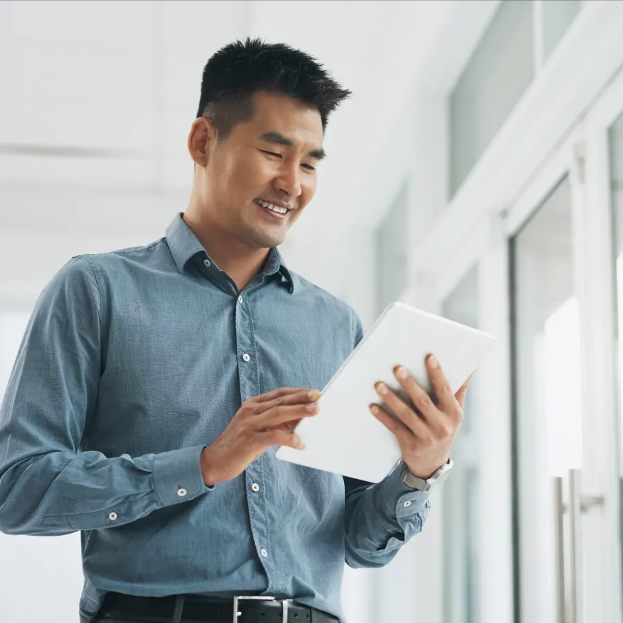 man using a tablet