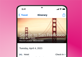 Screenshot of Concur Travel
