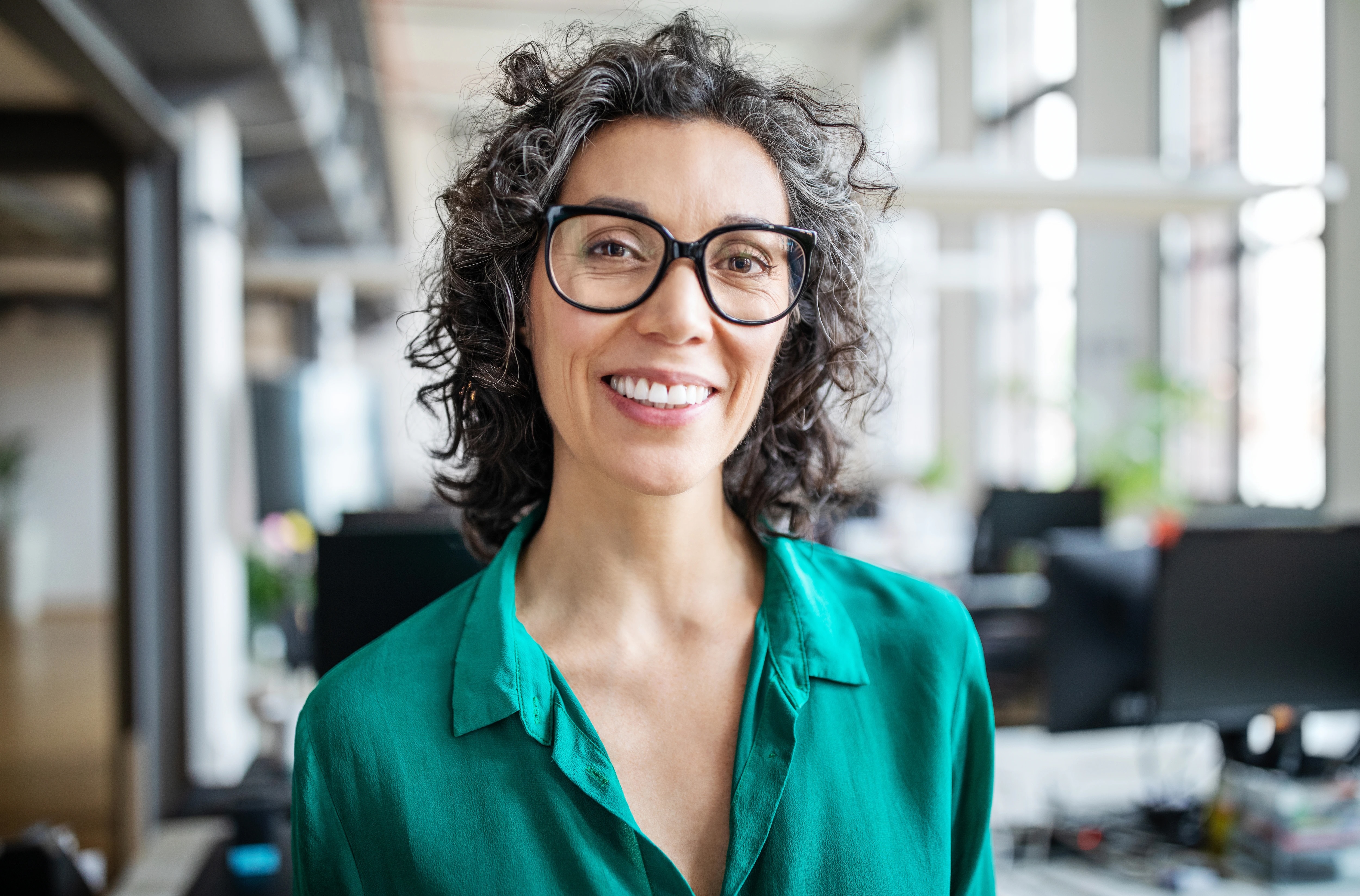 Woman in green shirt