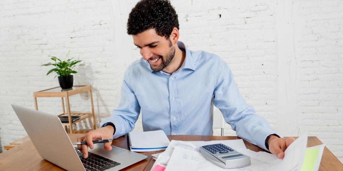 man working on a laptop