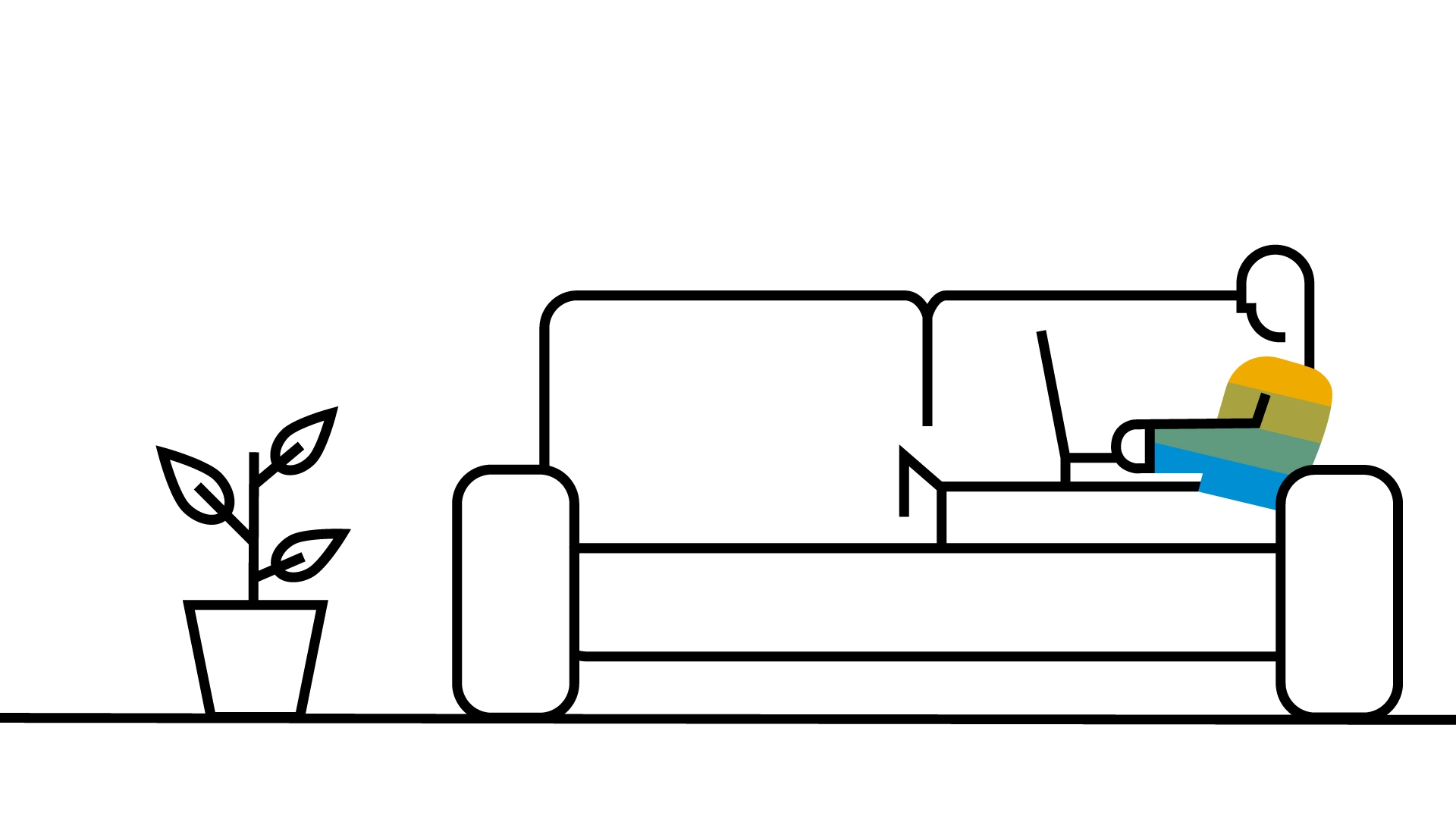 working from couch icon