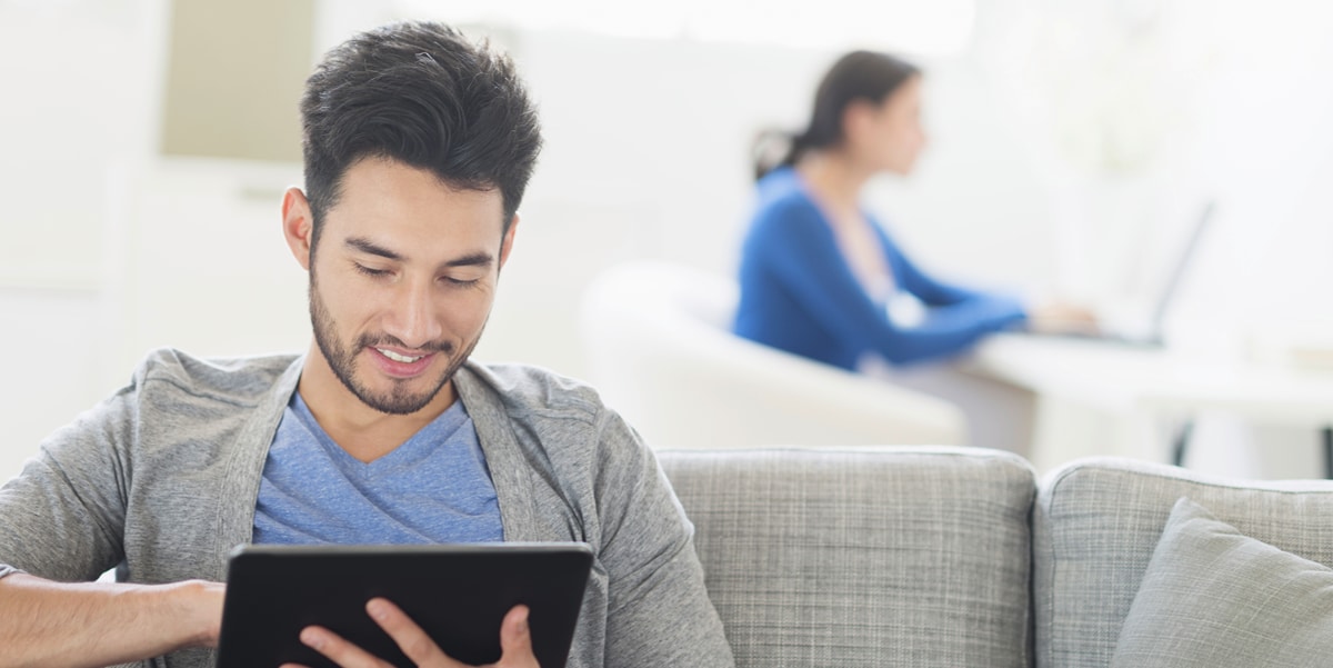 man working on a tablet